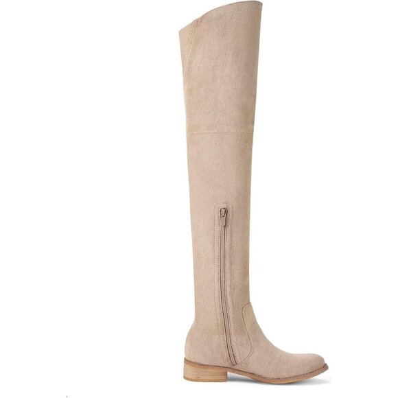 Women's Khaki Over The Knee Boots Thigh High Low Block Heel Pointed Toe Boots - Picture 3 of 6